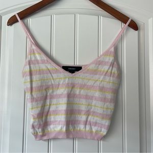 Pastel striped knit crop tank top, Forever 21, size medium